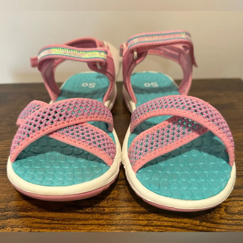 SO Big Girls Anchorage Pink/Teal Sport Sandals NWT Size 4